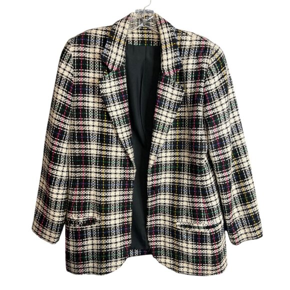 Vintage 80's Tweed Plaid Blazer Jacket - Picture 7 of 8
